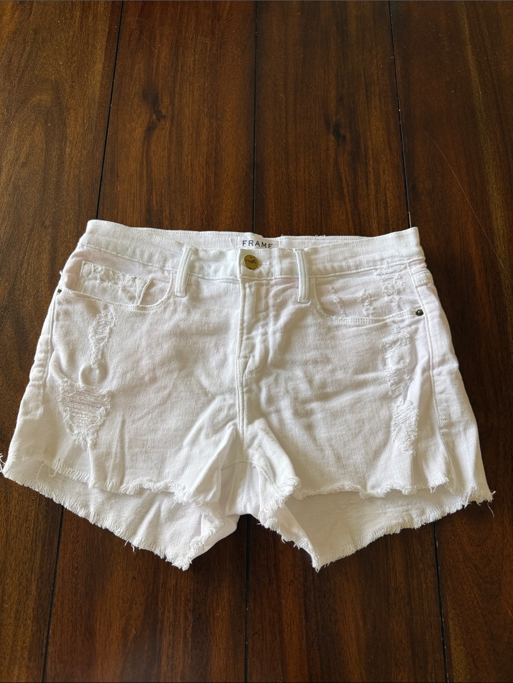 Frame Denim White Le Cutoff Distressed Jean Shorts Size 26